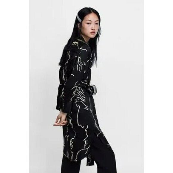 Zara Black White Abstract Print Tunic Midi Dress Size Medium‎ - Picture 7 of 14